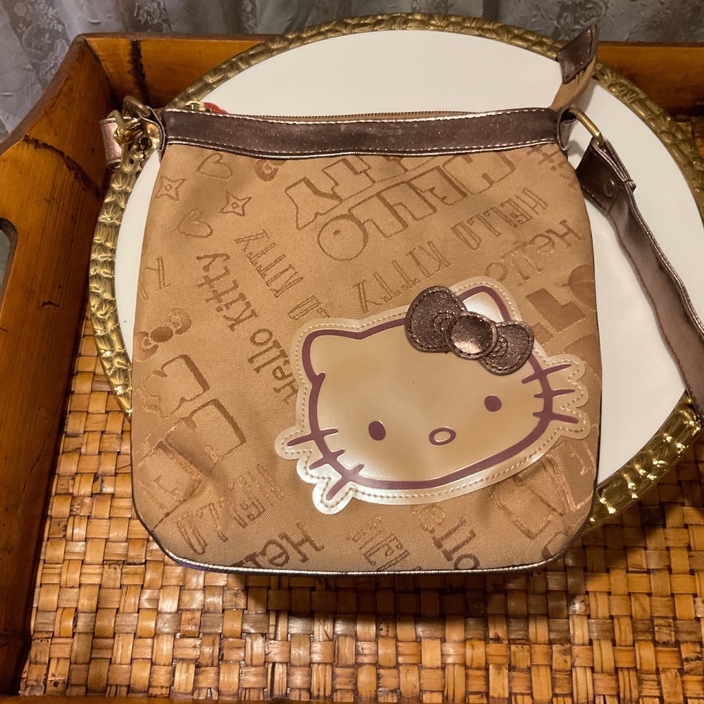 Hello Kitty Brown/Gold Sling Bag with Long Strap Adorable!